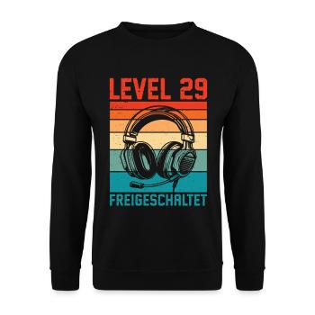 28. Geburtstag Männer Gamer Level 28 Unlocked - Unisex Pullover - Schwarz - Vorne - Alina (178cm) & Michal (187cm)