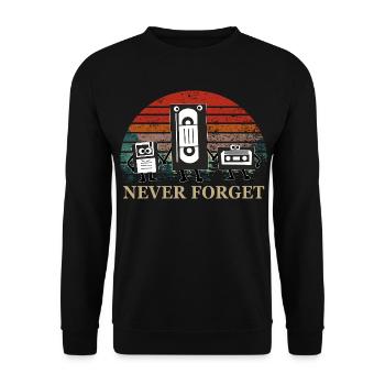 Trio de cassettes rétro avec thème Never Forget - Sweat-shirt Unisexe - noir - Devant - Alina (178cm) & Michal (187cm)