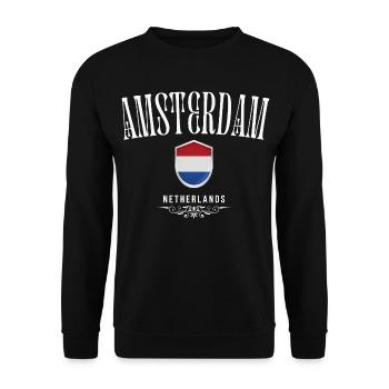 Amo Amsterdam, Amsterdam Niederlande - Unisex Pullover - Schwarz - Vorne - Alina (178cm) & Michal (187cm)