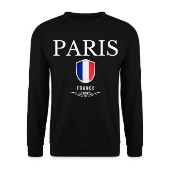 I love Paris, Paris France - Unisex Sweatshirt - black - Front - Alina (178cm) & Michal (187cm)