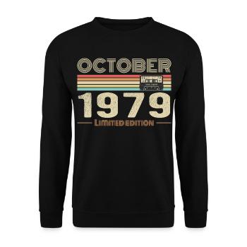 Geburtstag Oktober 1979 - Unisex Pullover - Schwarz - Vorne - Alina (178cm) & Michal (187cm)