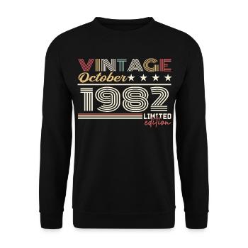 Octobre 1982 rétro anniversaire 1982 Octobre 1982  - Sweat-shirt Unisexe - noir - Devant - Alina (178cm) & Michal (187cm)