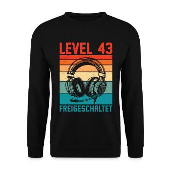 43e anniversaire Homme Gamer Niveau 43 débloqué - Sweat-shirt Unisexe - noir - Devant - Alina (178cm) & Michal (187cm)