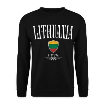 Litauischer Stolz, minimalistisches, elegantes Design - Unisex Pullover - Schwarz - Vorne - Alina (178cm) & Michal (187cm)