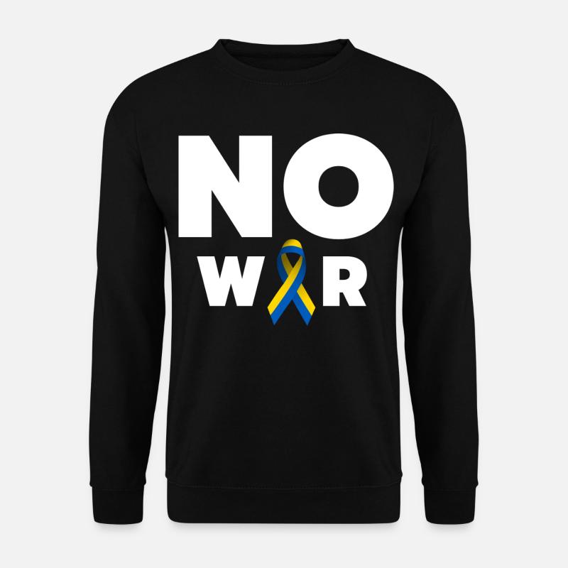 No War Text mit ukrainischer Solidaritätsschleife - Unisex Pullover - Schwarz