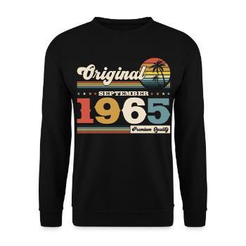 60. Geburtstag Original September Jahrgang 1965 - Unisex Pullover - Schwarz - Vorne - Alina (178cm) & Michal (187cm)