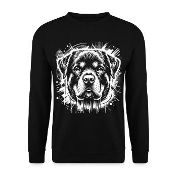 Rottweiler Portrait in Graffiti Style - Unisex Sweatshirt - black - Front - Alina (178cm) & Michal (187cm)
