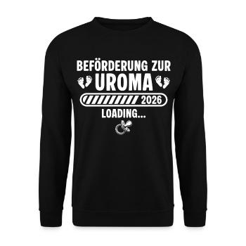 Uroma 2026 Schwangerschaft verkünden Urgroßmutter - Unisex Pullover - Schwarz - Vorne - Alina (178cm) & Michal (187cm)