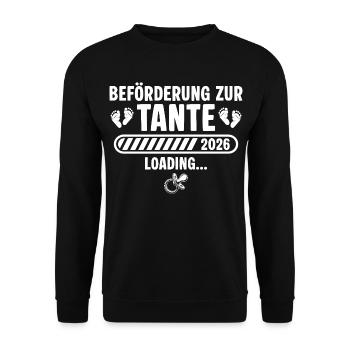 Tante 2026 Schwangerschaft verkünden - Unisex Pullover - Schwarz - Vorne - Alina (178cm) & Michal (187cm)