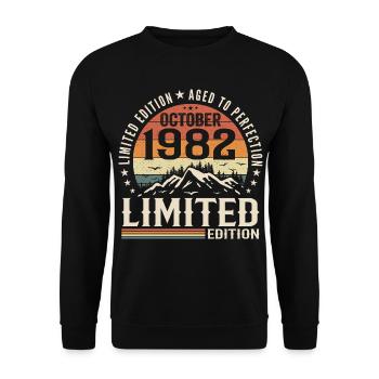 Né en octobre 1982 - cadeau millésime Octobre 1982 - Sweat-shirt Unisexe - noir - Devant - Alina (178cm) & Michal (187cm)