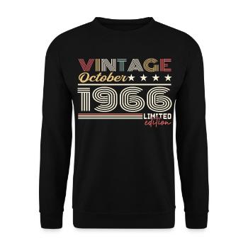 Octobre 1966 rétro anniversaire 1966 Octobre 1966  - Sweat-shirt Unisexe - noir - Devant - Alina (178cm) & Michal (187cm)