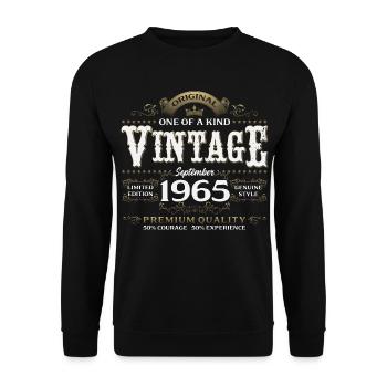 60e anniversaire Millésime Septembre Année 1965 - Sweat-shirt Unisexe - noir - Devant - Alina (178cm) & Michal (187cm)