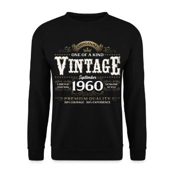 65e anniversaire Millésime Septembre Année 1960 - Sweat-shirt Unisexe - noir - Devant - Alina (178cm) & Michal (187cm)