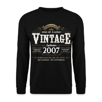 18th Birthday Vintage September Vintage 2007 - Unisex Sweatshirt - black - Front - Alina (178cm) & Michal (187cm)