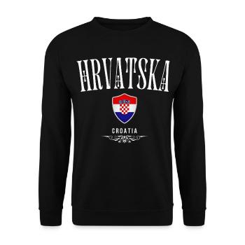 Kroatischer Stolz, kroatische Flagge - Unisex Pullover - Schwarz - Vorne - Alina (178cm) & Michal (187cm)