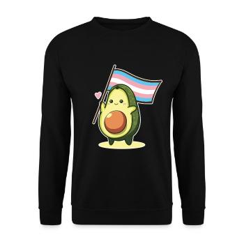 Avocado mit Transgender Flagge Trans LGBT Kawaii  - Unisex Pullover - Schwarz - Vorne - Alina (178cm) & Michal (187cm)