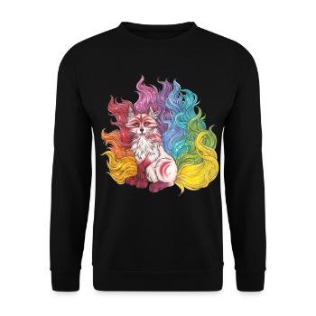 Rainbow Kitsune Mythical Fox Gift Manga - Unisex Sweatshirt - black - Front - Alina (178cm) & Michal (187cm)