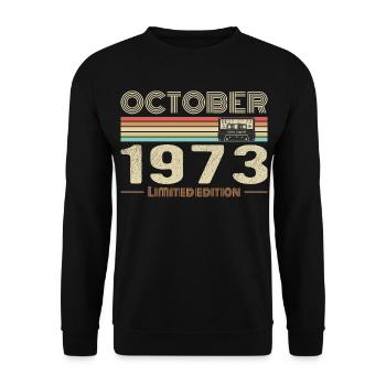 Anniversaire octobre 1973 - Birthday october 1973 - Sweat-shirt Unisexe - noir - Devant - Alina (178cm) & Michal (187cm)