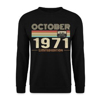 Anniversaire octobre 1971 - Birthday october 1971 - Sweat-shirt Unisexe - noir - Devant - Alina (178cm) & Michal (187cm)