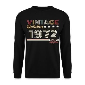 Octobre 1972 rétro anniversaire 1972 Octobre 1972  - Sweat-shirt Unisexe - noir - Devant - Alina (178cm) & Michal (187cm)
