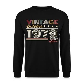 Octobre 1979 rétro anniversaire 1979 Octobre 1979  - Sweat-shirt Unisexe - noir - Devant - Alina (178cm) & Michal (187cm)