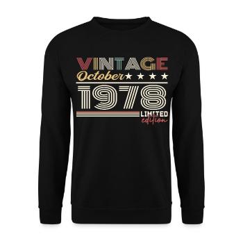 Octobre 1978 rétro anniversaire 1978 Octobre 1978  - Sweat-shirt Unisexe - noir - Devant - Alina (178cm) & Michal (187cm)