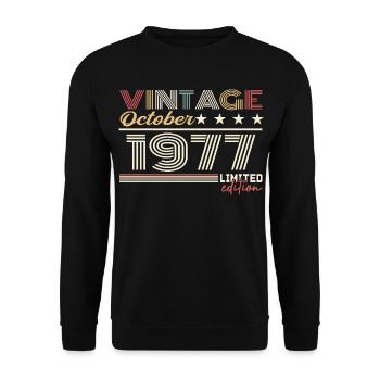 Octobre 1977 rétro anniversaire 1977 Octobre 1977  - Sweat-shirt Unisexe - noir - Devant - Alina (178cm) & Michal (187cm)