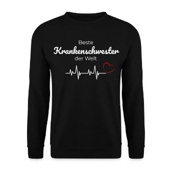 Beste Krankenschwester der Welt – Geschenk T-Shirt - Unisex Pullover - Schwarz - Vorne - Alina (178cm) & Michal (187cm)