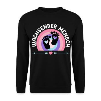 Werdende Mutter WACHSENDER MENSCH Lustig - Unisex Pullover - Schwarz - Vorne - Alina (178cm) & Michal (187cm)