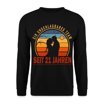 21 Jahre Unschlagbares Team Liebesgeschenk Paar - Unisex Pullover - Schwarz - Vorne - Alina (178cm) & Michal (187cm)