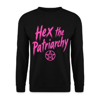 Hex The Patriarchy - Feminist Statement - Unisex Sweatshirt - black - Front - Alina (178cm) & Michal (187cm)