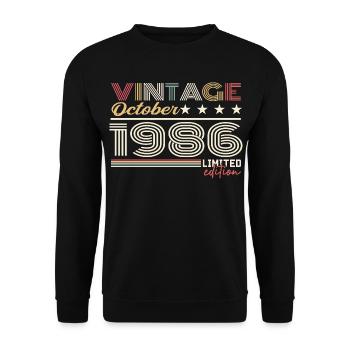 Octobre 1986 rétro anniversaire 1986 Octobre 1986  - Sweat-shirt Unisexe - noir - Devant - Alina (178cm) & Michal (187cm)