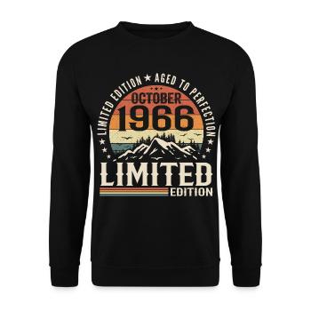 Né en octobre 1966 - cadeau millésime Octobre 1966 - Sweat-shirt Unisexe - noir - Devant - Alina (178cm) & Michal (187cm)