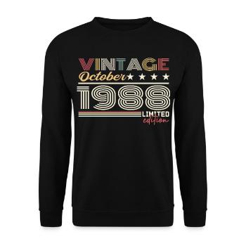 Octobre 1988 rétro anniversaire 1988 Octobre 1988  - Sweat-shirt Unisexe - noir - Devant - Alina (178cm) & Michal (187cm)