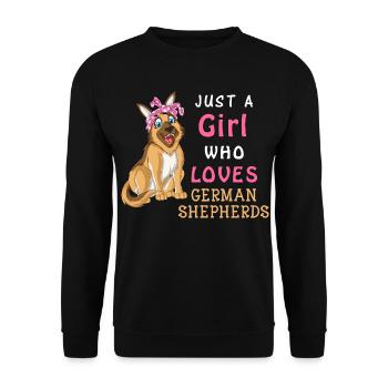 Girl Loves German Shepherd - Unisex Sweatshirt - black - Front - Alina (178cm) & Michal (187cm)