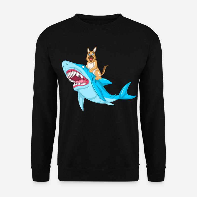 German Shepherd Shark Ride - Unisex Sweatshirt - black