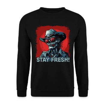 Zombie Cowboy with saying - Unisex Sweatshirt - black - Front - Alina (178cm) & Michal (187cm)