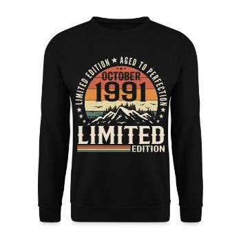 Né en octobre 1991 - cadeau millésime Octobre 1991 - Sweat-shirt Unisexe - noir - Devant - Alina (178cm) & Michal (187cm)