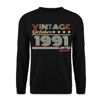 Octobre 1991 rétro anniversaire 1991 Octobre 1991  - Sweat-shirt Unisexe - noir - Devant - Alina (178cm) & Michal (187cm)