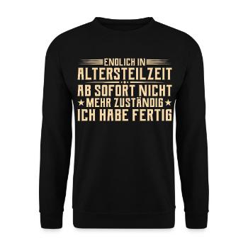 Retraite partielle - N’est plus responsable - Retraite anticipée - Sweat-shirt Unisexe - noir - Devant - Alina (178cm) & Michal (187cm)