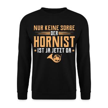 Hornist ist ja jetzt da - Horn Musiker - Unisex Sweatshirt - black - Front - Alina (178cm) & Michal (187cm)