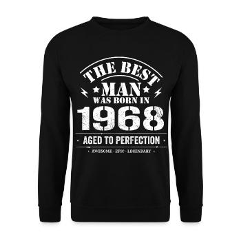Geboren im 1968 Geburtstag 1968 - 57 Jahre Retro - Unisex Pullover - Schwarz - Vorne - Alina (178cm) & Michal (187cm)
