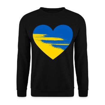 Ukraine Herz - Unisex Pullover - Schwarz - Vorne - Alina (178cm) & Michal (187cm)
