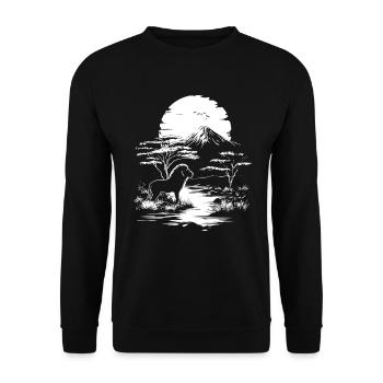 Löwe Silhouette Afrika Natur Wald Berge - Unisex Pullover - Schwarz - Vorne - Alina (178cm) & Michal (187cm)