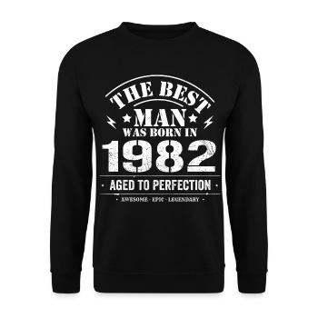 Born in 1982 Birthday 1982 - 43 Years Retro - Unisex Sweatshirt - black - Front - Alina (178cm) & Michal (187cm)