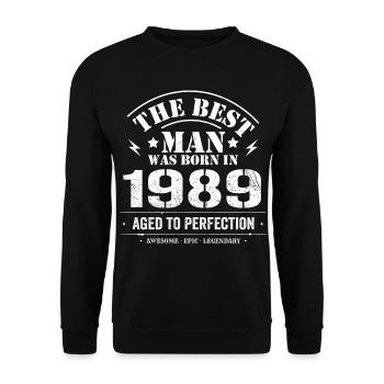 Born in 1989 Birthday 1989 - 36 Years Retro - Unisex Sweatshirt - black - Front - Alina (178cm) & Michal (187cm)