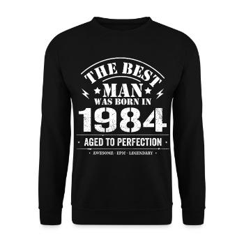 Born in 1984 Birthday 1984 - 41 Years Retro - Unisex Sweatshirt - black - Front - Alina (178cm) & Michal (187cm)