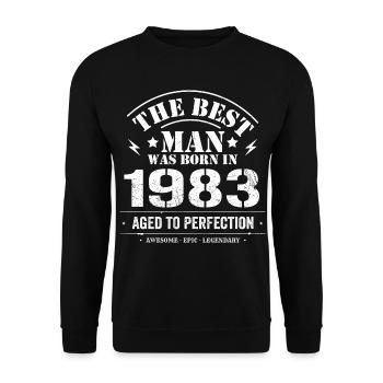 Born in 1983 Birthday 1983 - 42 Years Retro - Unisex Sweatshirt - black - Front - Alina (178cm) & Michal (187cm)