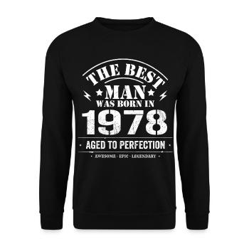 Born in 1978 Birthday 1978 - 47 Years Retro - Unisex Sweatshirt - black - Front - Alina (178cm) & Michal (187cm)