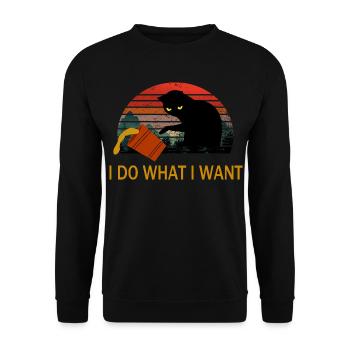 Je fais ce que je veux T-shirt chat noir - Sweat-shirt Unisexe - noir - Devant - Alina (178cm) & Michal (187cm)